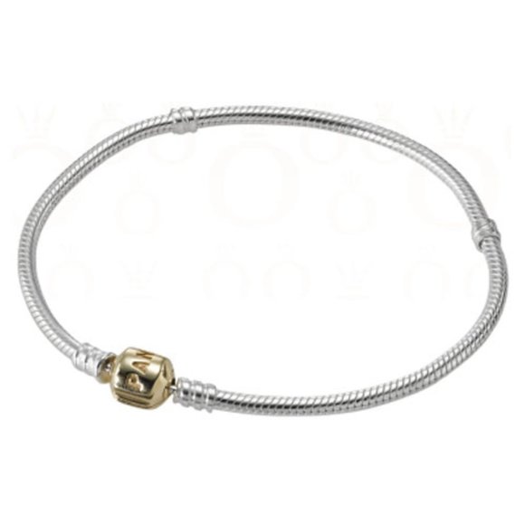 Authentic Pandora Retired Sterling Silver 7.9'' Bracelet with 14K Gold Clasp - Picture 1 of 1